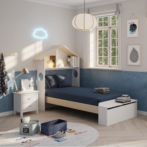 Бяло детско нощно шкафче от борова дървесина Max - Marckeric-image-1