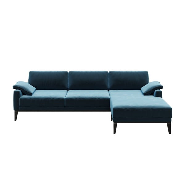 Ъглов диван от синьо кадифе , десен ъгъл Musso - MESONICA
