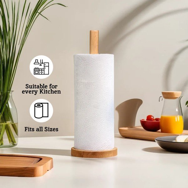 Дървена стойка за кухненска хартия в естествен цвят ø 12 cm Soka – Premier Housewares-image-1