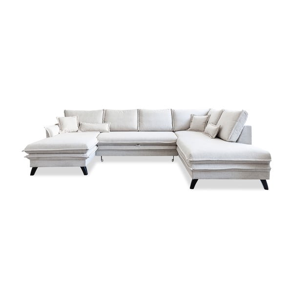 Светлобежов U-образен разтегателен диван, десен ъгъл Charming Charlie - Miuform