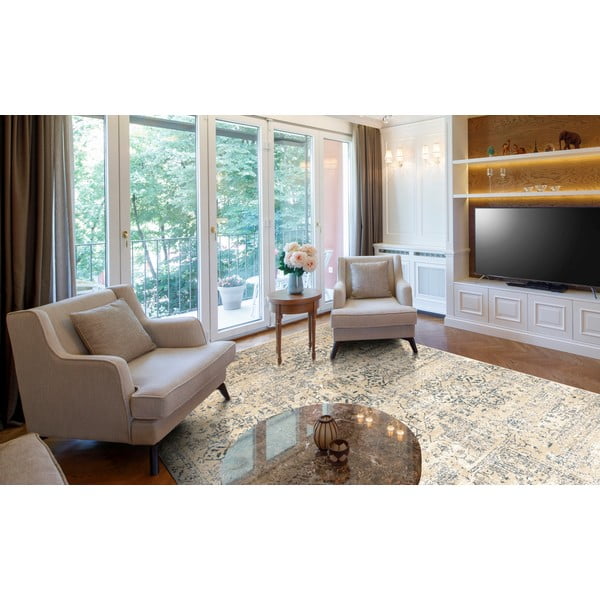 Бежов вълнен килим 133x180 cm Medley - Agnella-image-1