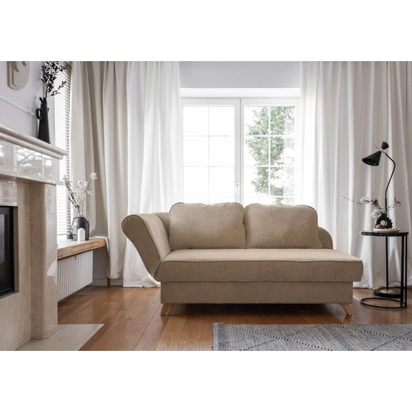 Кафяво-сив шезлонг от рипсено кадифе (ляв ъгъл) Chic Charlotte – Miuform-image-1