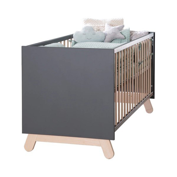 Детско легло в сиво-натурален цвят 70x140 cm Jara - Roba-image-2