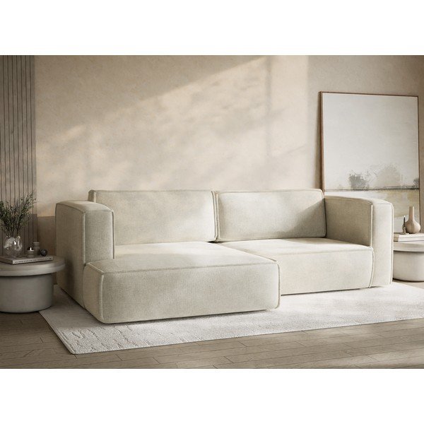 Кремав шенилов сгъваем/с място за съхранение ъглов диван (ляв ъгъл) Velto – Maison de Rêve-image-4