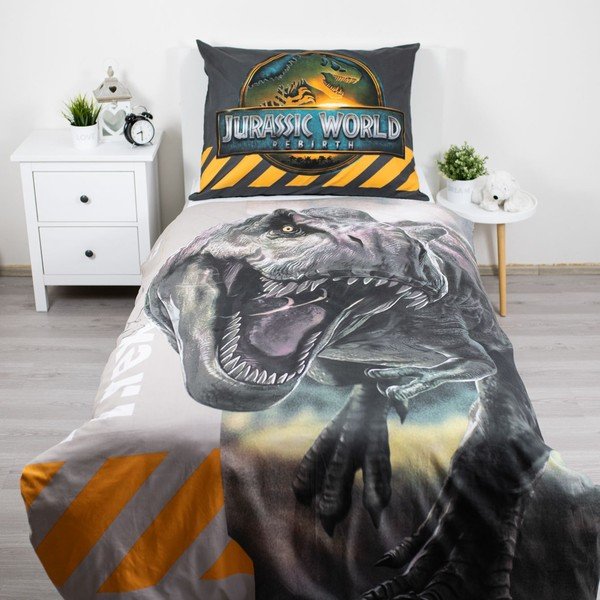 Единично  памучно детско спално бельо 140x200 cm Jurassic World "T-Rex" – Jerry Fabrics-image-1