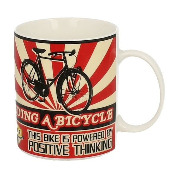 Červeno-bílý porcelánový hrnek Duo Gift Bicycle, 430 ml
