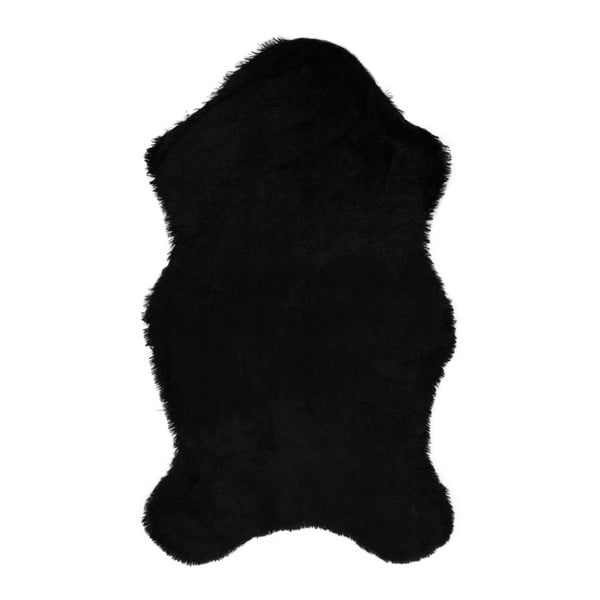 Черен килим от изкуствена кожа Tavsantuyu Black, 100 x 160 cm - Unknown
