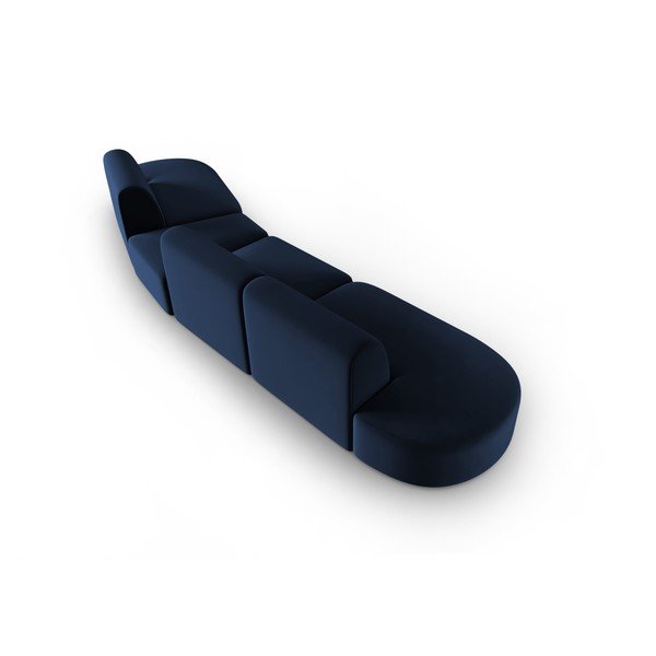 Син кадифен диван с десен ъгъл 428 cm Paolo – Milo Casa-image-3