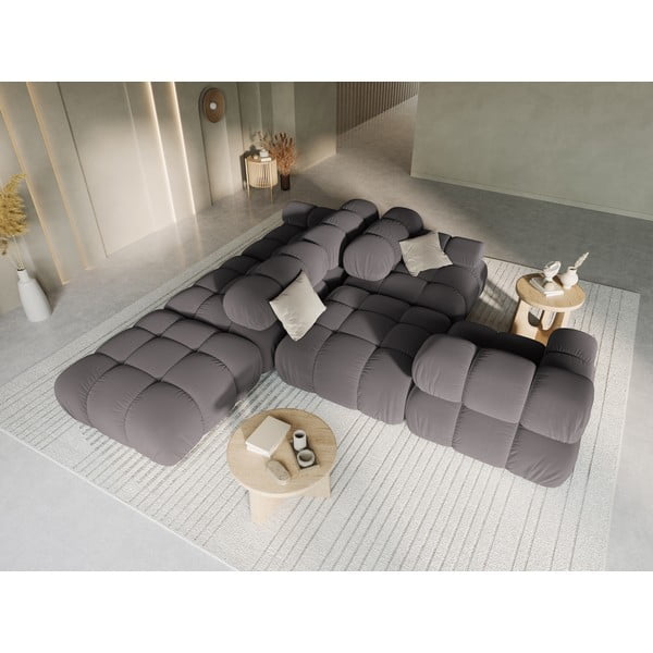 Тъмносив кадифен диван 282 cm Bellis - Micadoni Home-image-1