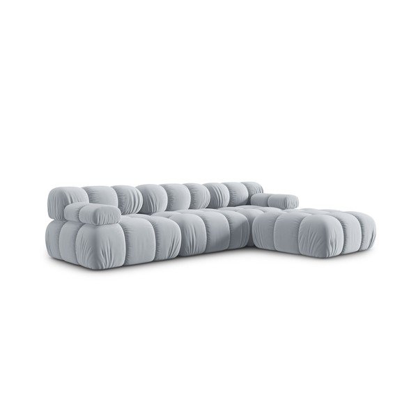 Ъглов диван от светлосиньо кадифе (десен ъгъл) Bellis - Micadoni Home-image-3