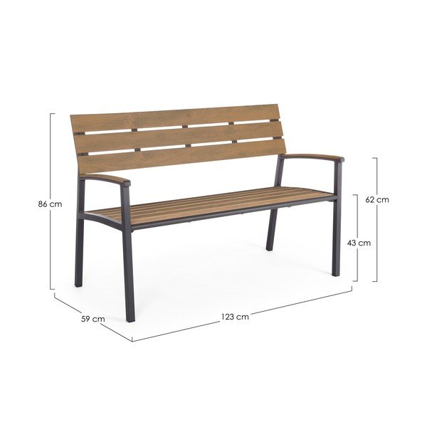 Градинска пейка метална в естествен цвят Isak – Bizzotto-image-3