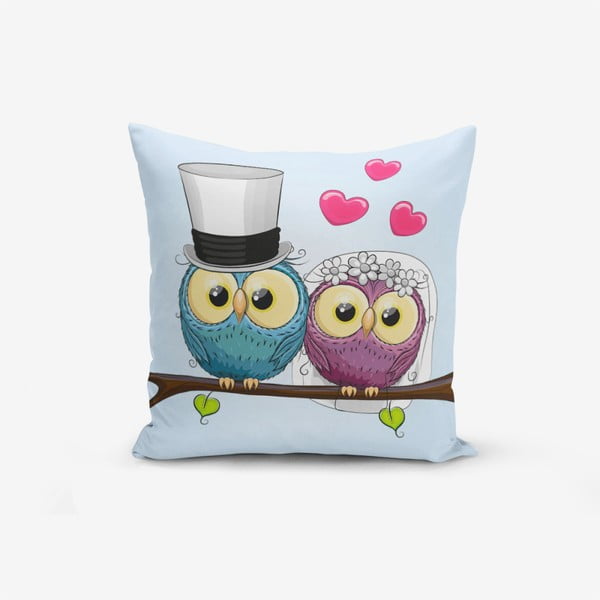 Калъфка за възглавница от памучна смес Fall In Love Owls, 45 x 45 cm - Minimalist Cushion Covers