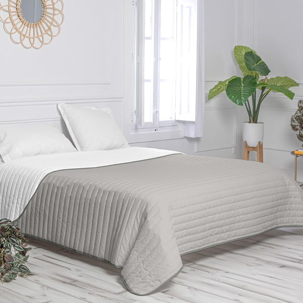 Бяла и сива памучна ватирана покривка за легло 180x260 cm Dash - Happy Friday