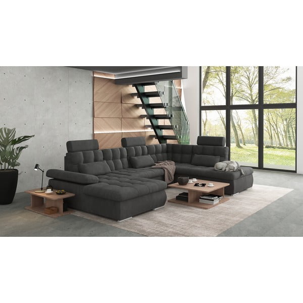 Антрацитен разтегателен ъглов диван с място за съхранение (десен ъгъл/U форма) Merkur – Ropez-image-3