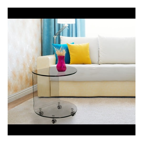 Skleněný odkládací stolek na kolečkách Evergreen House Simple-image-1