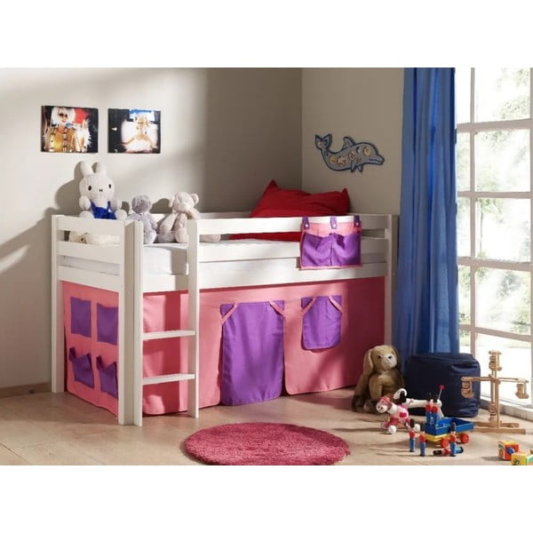 Бяло двуетажно легло от борова дървесина 90x200 cm PINO - Vipack-image-3