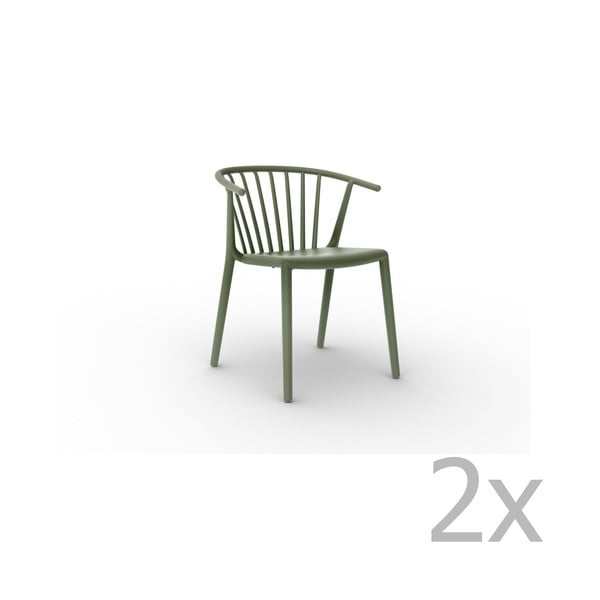 Комплект от 2 зелени трапезни стола Woody - Resol