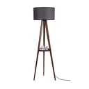 Черна/кафява подова лампа с рафт с текстилен абажур (височина 154 cm) Sehbali Tripod – Opviq lights