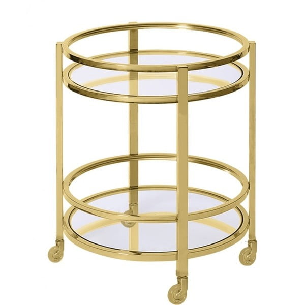 Nerezový pojízdný stolek ve zlaté barvě Artelore Meyer