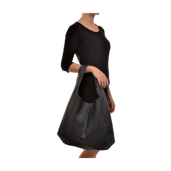 Черна кожена чанта Serena - Mangotti Bags-image-4