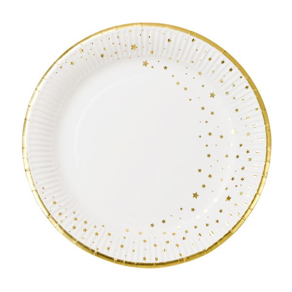 Комплект от 12 хартиени чинии със златен кант Metallics, ⌀ 23 cm - Talking tables