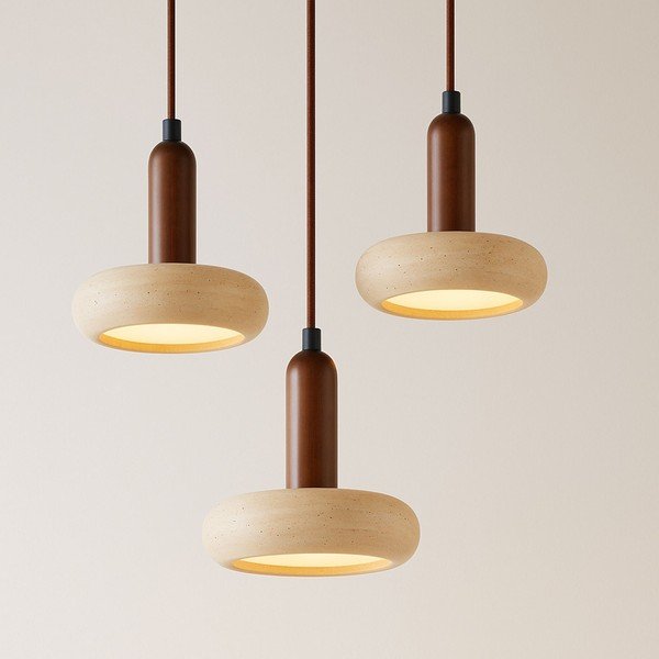 Кафяво/бежово LED висящо осветително тяло с каменен абажур ø 15 cm Karo – Opviq lights-image-2