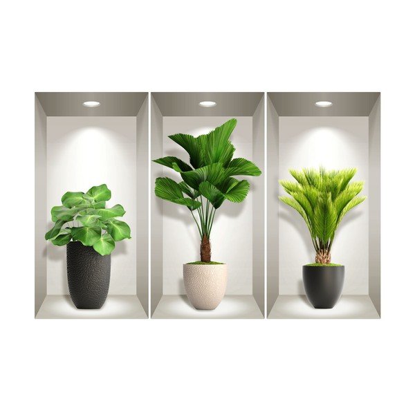 Комплект от 3 3D стикера за стена Tropical Plants - Ambiance-image-2