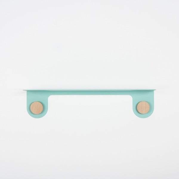 Стенен рафт от зелена стомана с детайли от дъбово дърво с 2 куки, дължина 60 см Hook - Gazzda-image-2