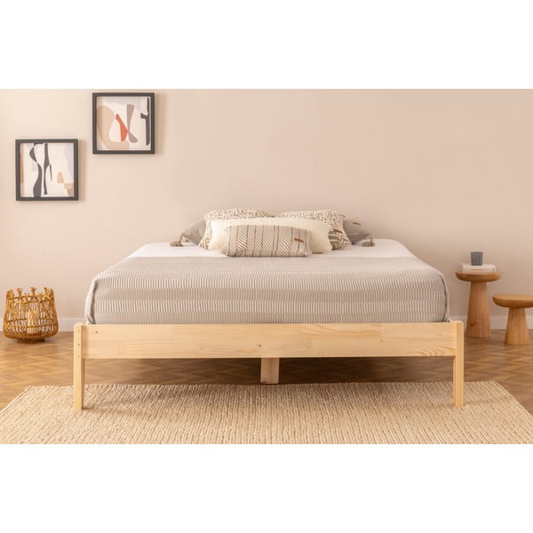 Единично легло от масивен смърч с включена подматрачна рамка в естествен цвят 90x200 cm Galaksi – Kalune Design-image-3
