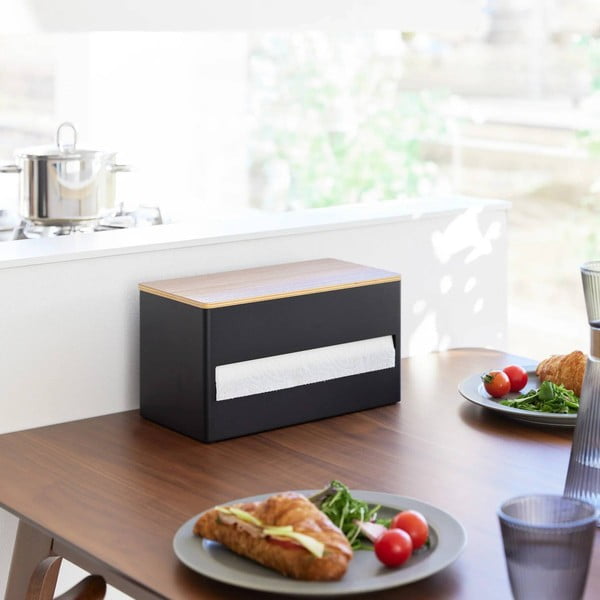 Черна метална стойка за кухненска хартия Rin – YAMAZAKI-image-1