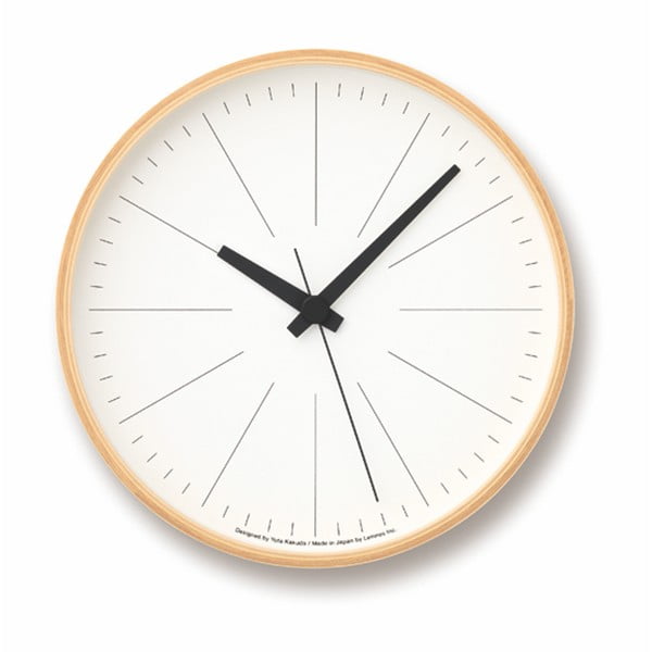 Nástěnné hodiny s hnědým rámem Lemnos Clock Line, ⌀ 25,4 cm