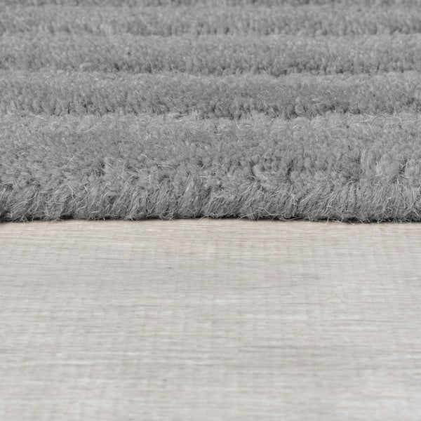 Сив ръчно изработен вълнен килим 200x290 cm Zen Rectangles – Flair Rugs-image-4