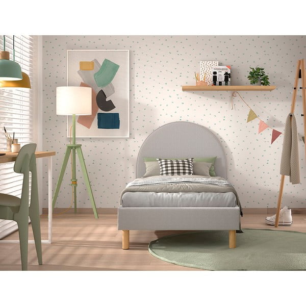 Сиво тапицирано единично легло с решетка 90x200 cm MOON - Vipack-image-3