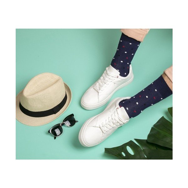 Тъмно сини чорапи Dots, размер 39 - 45 - Funky Steps-image-1