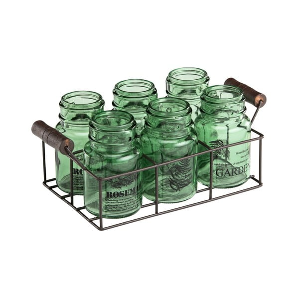 Комплект от 6 зелени чаши с метален поднос Green Way - Ego Dekor