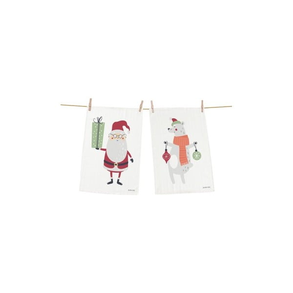 Комплект от 2 памучни коледни кърпи за чай , 70 x 50 cm Christmas Creatures - Butter Kings