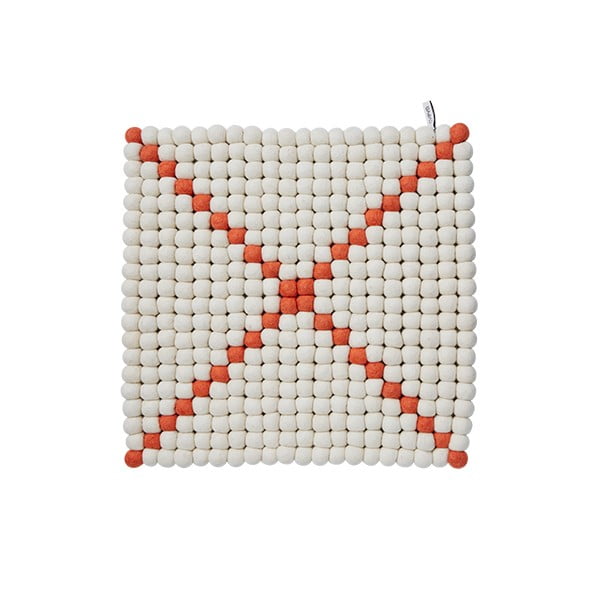 Modulový koberec Wool Mat White/Coral, 40x40 cm