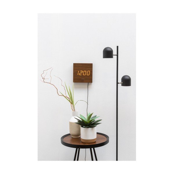 Кафяв LED стенен часовник Square - Karlsson-image-1