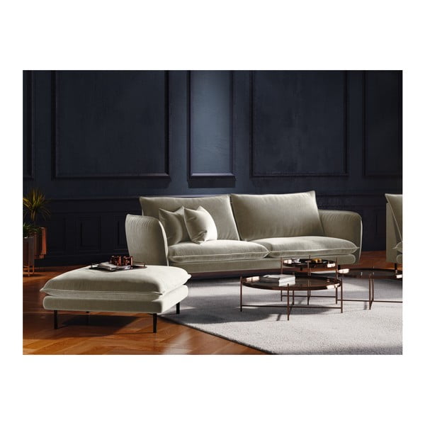 Бежов кадифен отоман, 100 x 80 cm Vienna - Cosmopolitan Design-image-3