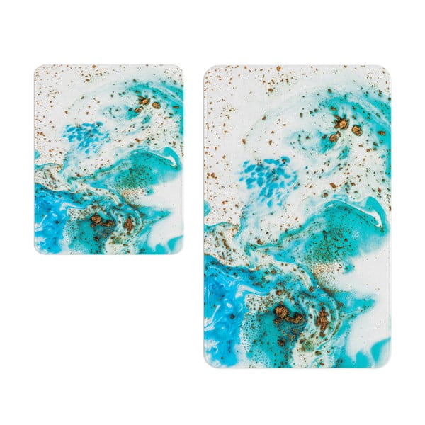 Бели и сини постелки за баня в комплект от 2 - Oyo Concept