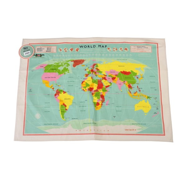 Памучна кърпа , 50 x 70 cm World Map - Rex London
