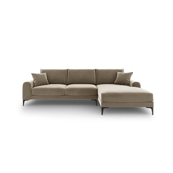 Бежов ъглов диван от кадифе , десен ъгъл Madara - Mazzini Sofas-image-2