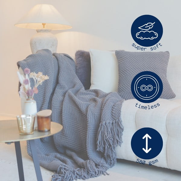 Сиво одеяло от шенил 130x170 cm Renee – Tiseco Home Studio-image-4