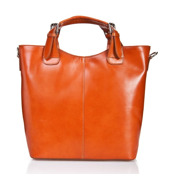 Кафява кожена чанта в цвят коняк Valeria - Massimo Castelli