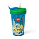 Синя чаша със зелен капак и сламка , 500 ml Iconic - LEGO®