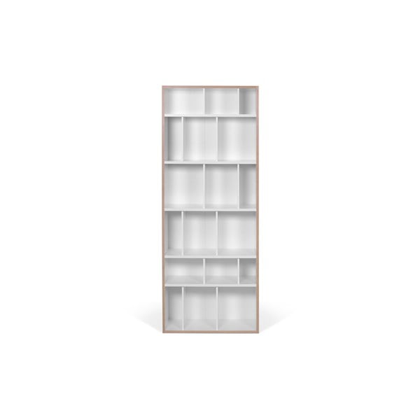 Бял шкаф за книги с ръб в дървен декор 72x188 cm Group - TemaHome