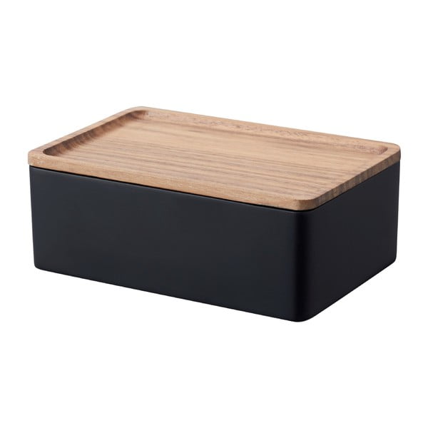 Черна кутия за съхранение с капак 18,5x12,5x7 cm Rin - YAMAZAKI