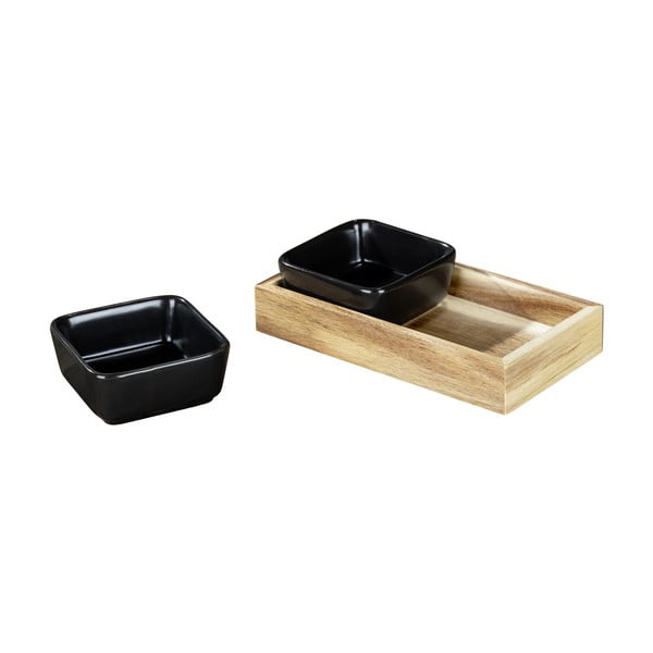 Черни керамични купи за сервиране в комплект от 2 части с поднос Elo - Wenko-image-2