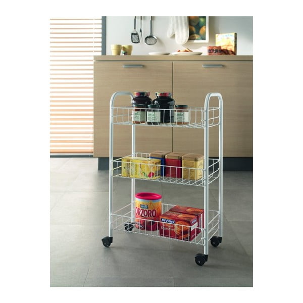 Бяла подвижна стойка с 3 рафта Siena - Metaltex-image-1