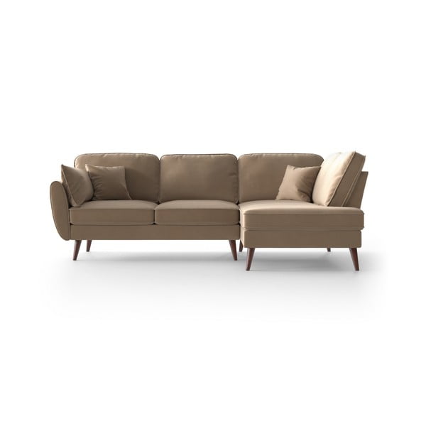 Ъглов диван от карамелено кадифе, десен ъгъл Auteuil - My Pop Design